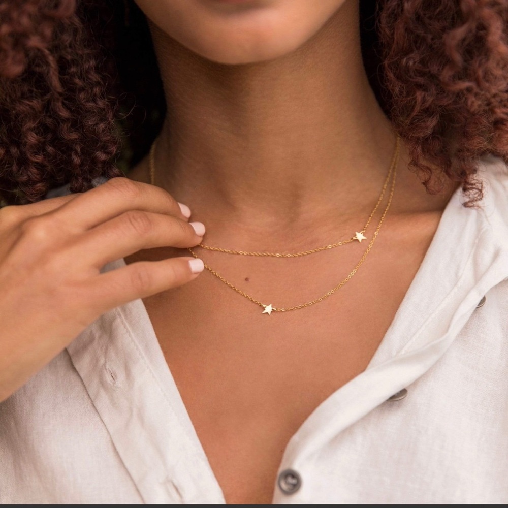 NWT Jennifer Zeuner Jewelry STAR DOUBLE NECKLACE
